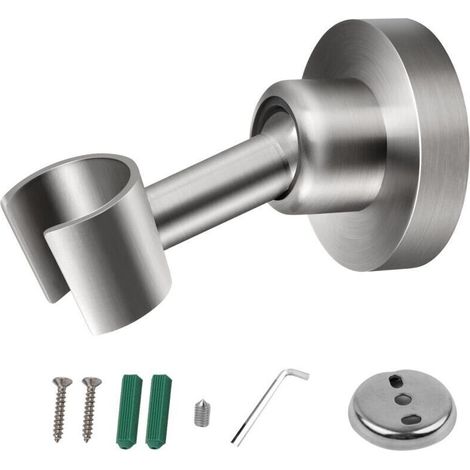 Support de Douche, Support Douche en Acier Inoxydable, Rotation Sphérique pour Ajuster Support Douche Mural, Installation Perforée, L'angle peut Être Ajusté Selon les Besoins (1/5)
