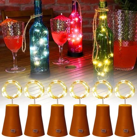 6 Pack Guirlande Lumineuse LED,1M 10 LEDs Bouteille,LED Bouteille Guirlande,Bouchon Lumineux pour Bouteille (1/4)