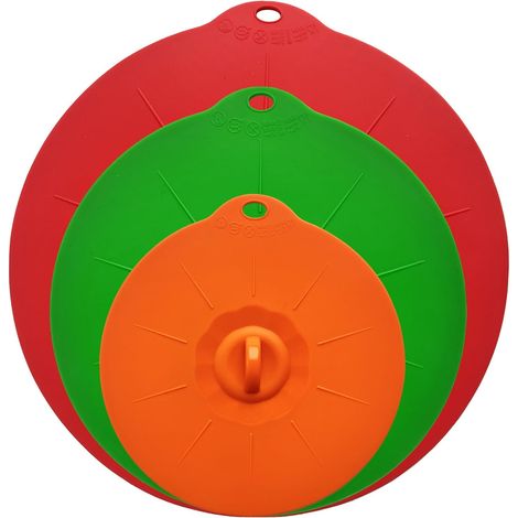 Couvercles en Silicone 3 Pièces Tailles Différentes Couvercle Silicone Alimentaire Couvercle Micro Ondes pour Bols, Casseroles, Assiettes, Tasses, Fours, Réfrigérateur (1/5)