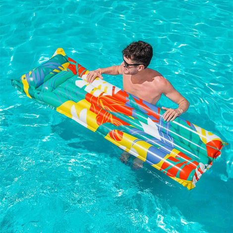 Matelas Piscine - 183 x 69 cm - Gonflable - 2 Chambres À Air - Oreiller Intégré - Pour Adultes Et Enfants - 1 Pièce (1/4)