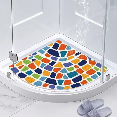 Tapis de douche antidérapant, 50 x 50 cm, doux et confortable, tapis de bain massant en PVC (1/3)
