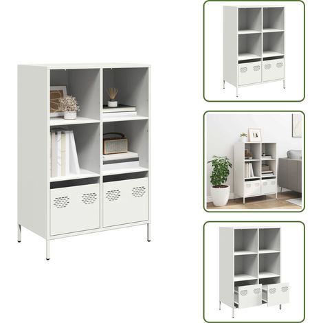 Buffet haut blanc 68x39x103,5 cm acier - Buffet Haut - Buffets Hauts - Armoire À Livres - Étagère Et Armoire À Livres (1/5)