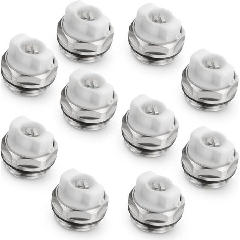 Lot de 10 Bouchons de Robinet de Purge de Radiateur Manuel - 1/2" (1/4)