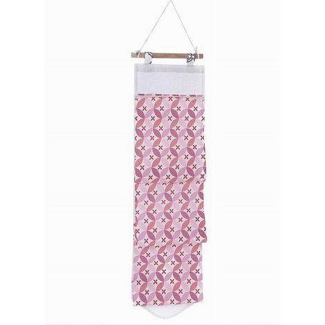 Trade Shop - Porta Rotolo Organizer Da Appendere Con 3 Tasche In Tessuto Rosa Bagno 79199 -