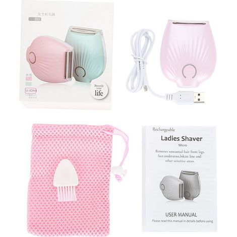 Rasoir Électrique 3 en 1 Femme - Épilateur Visage Corps Aisselles Sans Douleur - Rose (1/4)