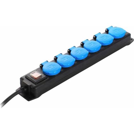 6-fach Verteilersteckdose mit Schalter 1,5m H07RN-F 3G1,5 IP44