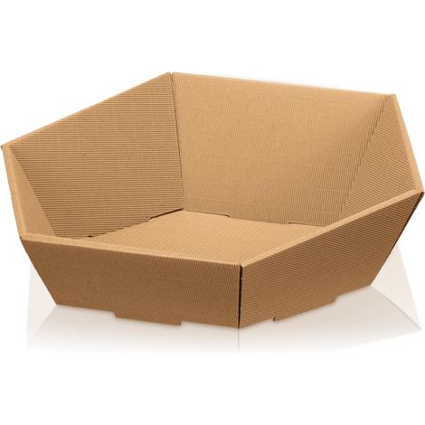 500 x Präsentkorb Geschenkkorb 465x415x90/155 mm offene Welle Natur (1/2)