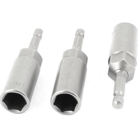 3PCS 80mmx13mm Métal Tournevis Trépan Hexagonal Gris
