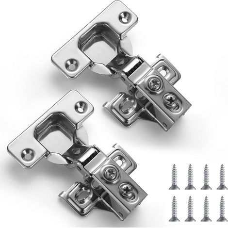 Cerniere per mobili, confezione da 2 cerniere a scomparsa in acciaio inox con chiusura ammortizzata per ante di mobili da cucina, con viti di fissaggio. (1/5)