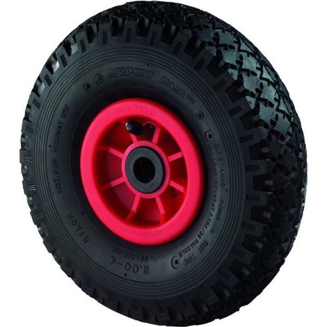 BS Rollen BS Luftrad D15, Rad-Ø 400 mm, Radbreite 100 mm, Tragkr. 160 kg, Rollenlager, Lauffl. Gummi schwarz, Rillenprofil, Nabenlänge 75 mm, Achsloch-Ø 20 mm