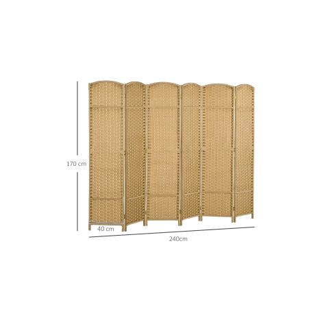 Paravent naturel en bambou à 6 panneaux, 240 x 170 cm, pliable avec séparation d espace et brise-vue pour salon, chambre et bureau (1/5)