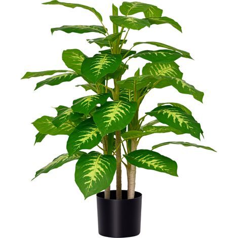 Artificial calathea plant, 95 cm tall, cement pot - indoor use (1/5)
