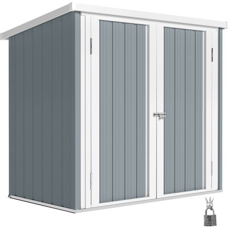 Abri de Jardin Serina Robuste Étanche Double Porte Verrouillable Gris Clair