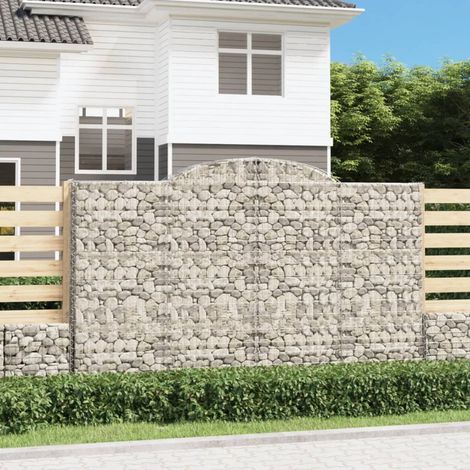 Gabionen mit Hochbogen 2 Stk. 300x50x180/200cm Verzinktes Eisen