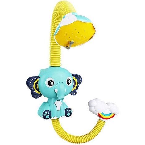 Jouet de bain - Little Elephant - Douche électrique - 4 ventouses - 16x9x69,5 cm - Bleu (1/4)