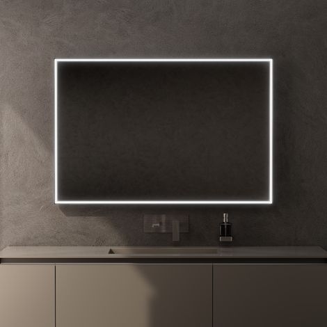 Inda - Specchio LED Pirano 120x80cm dimmerabile con telaio nero (1/5)