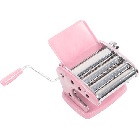 Machine à pâtes multifonction à manivelle pour lasagnes, fettuccine et raviolis, rose sakura, ventouse, 3 lames (1/5)