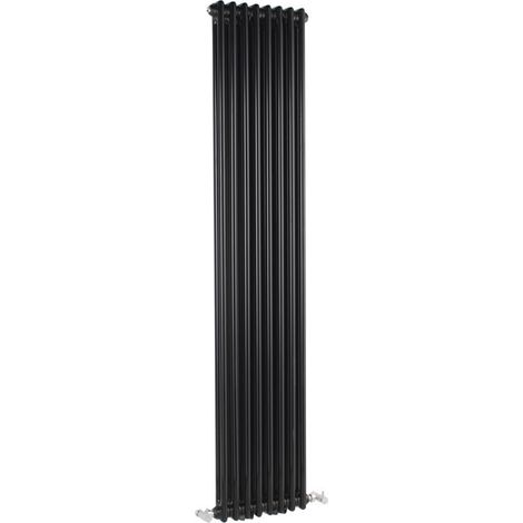Milano Windsor Black Cast Iron Style Double Column Vertical Radiator - 1800mm x 380mm (1/3)