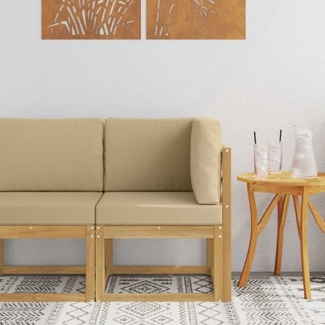 vidaXL Canapé d'angle extérieur Bois d'Acacia Massif Blanc (1/5)