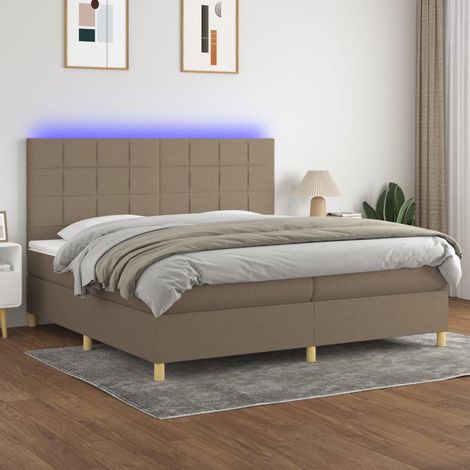 Sommier tapissier et matelas et LED Sommier pour Adulte et Enfant Lit adulte Taupe 200x200 cm Tissu XRKJY7740632 (1/5)