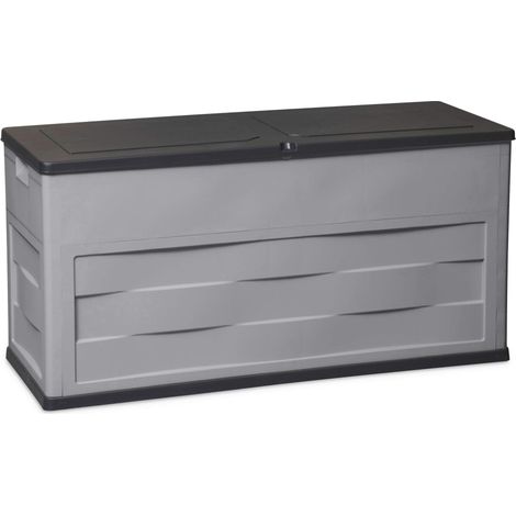 Toomax Ambition baule da 320L, portattrezzi da giardino 119x46x60h cm, colore grigio tortora/nero, resistente ai raggi UV, dotato di foro per lucchetto, ideale per interni ed esterni