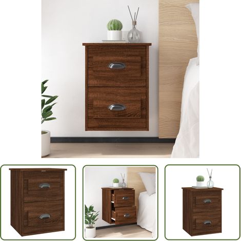The Living Store Wand-Nachttisch Braun Eichen-Optik 41,5x36x53 cm - Wandregal - Nachttisch - Wohnzimmerdeko - Holzschrank - Möbel Online Kaufen (1/5)