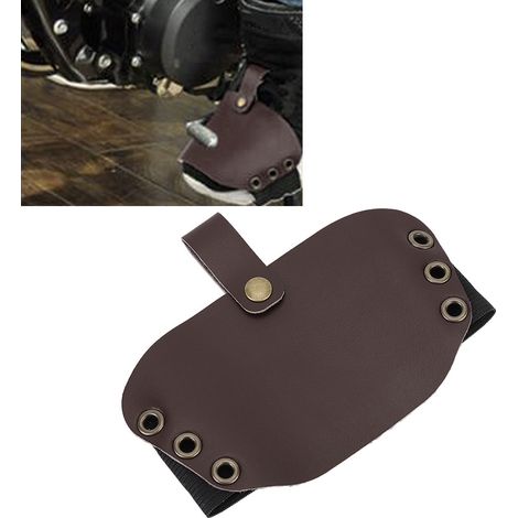 Protection de sélecteur de vitesse pour chaussures et bottes de moto en matériau PU de haute qualité (marron) (1/5)
