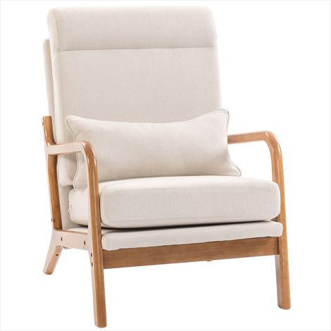 Banc de salle à manger Fauteuil de salon en lin crème (1/5)