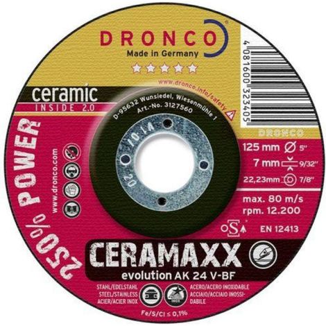 Dronco - Disco de desbaste AK 24 V Evolution CERAMAXX Diámetro - 115 mm
