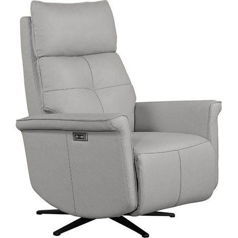 Fauteuil pivotant relax en cuir vachette gris clair - VENUSIA
