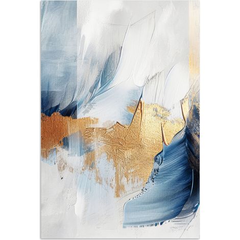 AFFICHE Or - Bleu - Aquarelle - Art - Moderne Tableau Décoration Murale 80x120 cm (1/4)