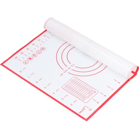 Tapis de pâtisserie en silicone rouge 29x26 cm, plan de travail antiadhésif pour pétrir et étaler la pâte (1/5)