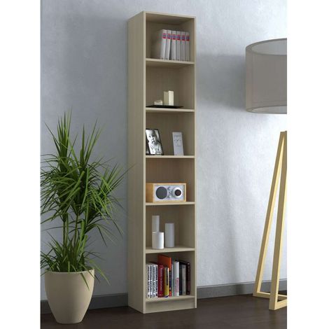 Libreria Olmo - 6 Ripiani, Colore Olmo, 40x202 cm