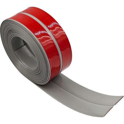 Plinthe souple auto-adhésive, bande de finition, 3 m, 20 x 20 mm, ruban d'étanchéité PVC, bande décorative souple et étanche, anti-moisissure, grise (1/5)