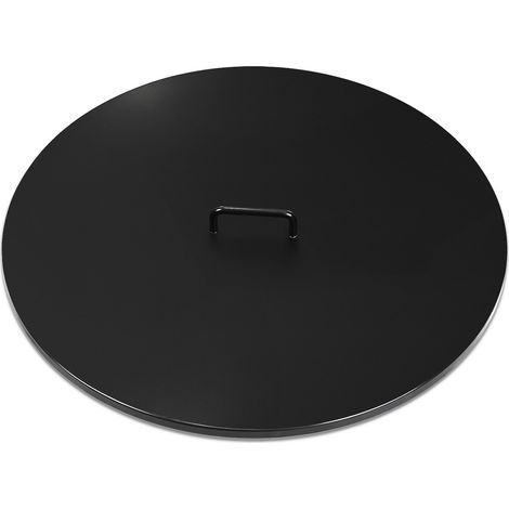 Jiubiaz Feuerschalen Abdeckplatte 75,5 cm, runder Deckel aus Kohlenstoffstahl, stabiler Edelstahlgriff, Schwarz (1/5)