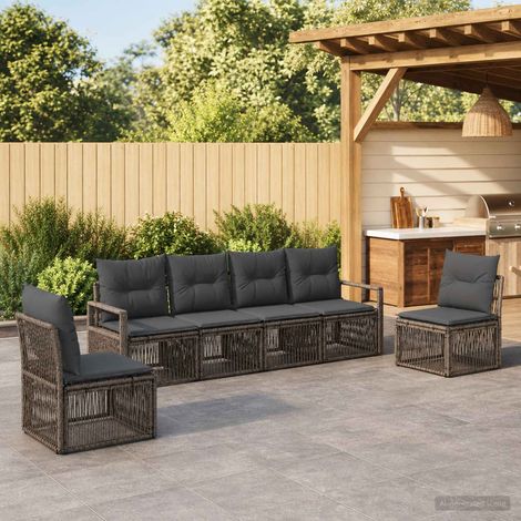 vidaXL Ensemble de canapé de jardin 6 pcs Gris polyrotin