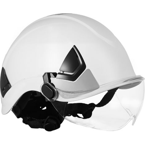 Mophorn Casco di Sicurezza Certificato ANSI/ISEA Z89.1 con Visiera e Sospensione a Cricchetto a 6 Punti, Casco Protettivo per Lavori di Costruzione e Settore Industriale