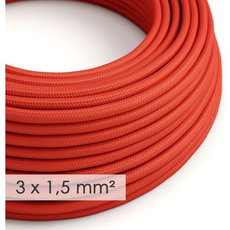 Creative-Cables Cavo elettrico in tessuto, Sezione 3x1,50, Rosso RM09, 1 m, Rotondo effetto seta