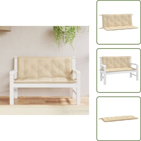 The Living Store Gartenbank-Auflagen 2 Stk. Beige 120x50x7 cm Oxford-Gewebe - Sitzkissen - Gartenkissen - Outdoorkissen - Bankauflagen - Balkonmöbel