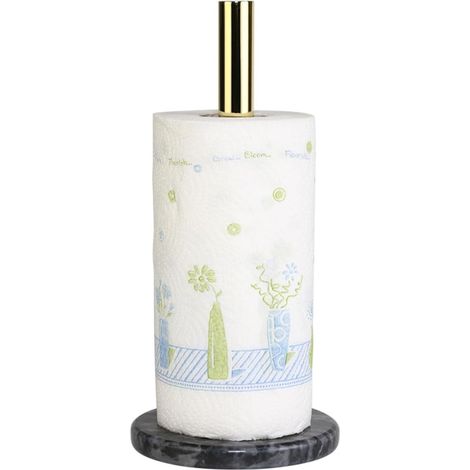 Porte-essuie-tout de cuisine en marbre naturel, acier inoxydable (1/5)