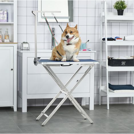 Faltbarer, verstellbarer Hundepflegehalter mit Klemme, silberfarben, Aluminium HAVRYA (1/4)