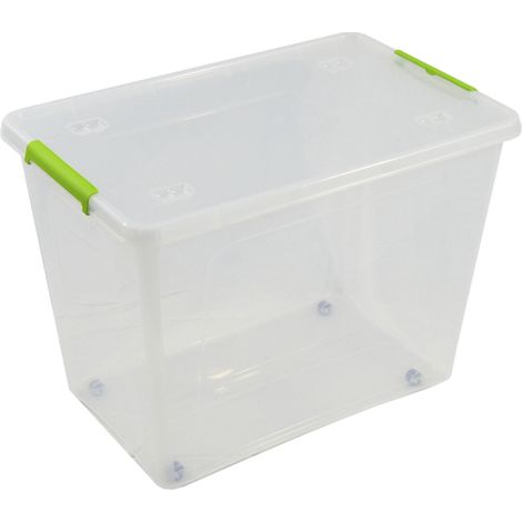 Caja transparente multiusos con ruedas 60 l, 58,5 x 39 x 42 cm