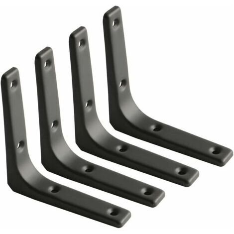 Support d'étagère murale, support en métal noir mat, support robuste, 100 mm100 mm, 4 pièces (1/5)