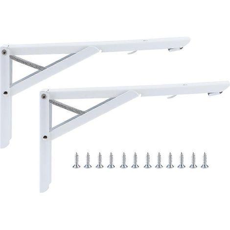 Support mural triangulaire 2 pièces, équerre de fixation renforcée en métal, étagère pliante pour table, support lourd robuste (1/5)