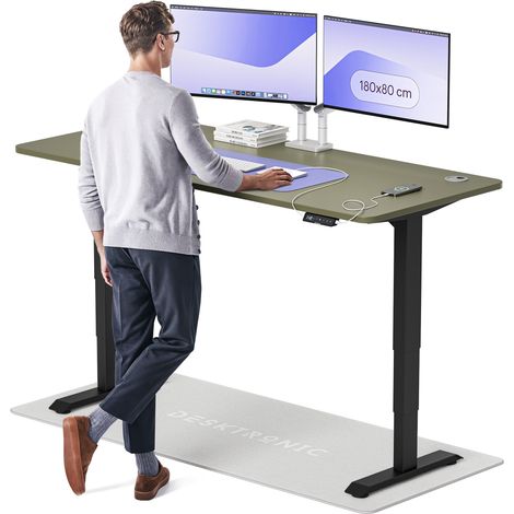Desktronic Bureau assis debout HomePro - 180x80cm - Noir/Vert