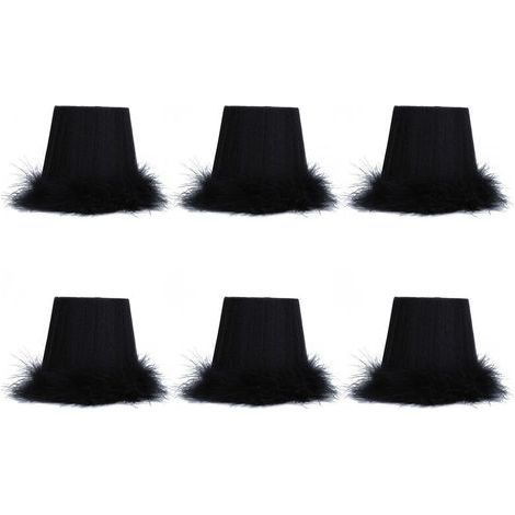 Jeffergarden Abat-jour suspendu en tissu avec bord en plumes, 6 pièces, accessoires de décoration pour lustre (1/5)