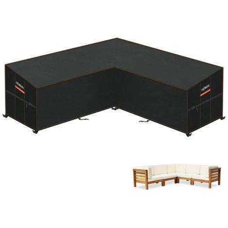 Housse imperméable pour canapé d'angle de jardin, housse pour mobilier de jardin en forme de V, housse imperméable pour mobilier d'extérieur en tissu Oxford 420D, 237 x 237 x 100 x 80/65 cm (1/4)