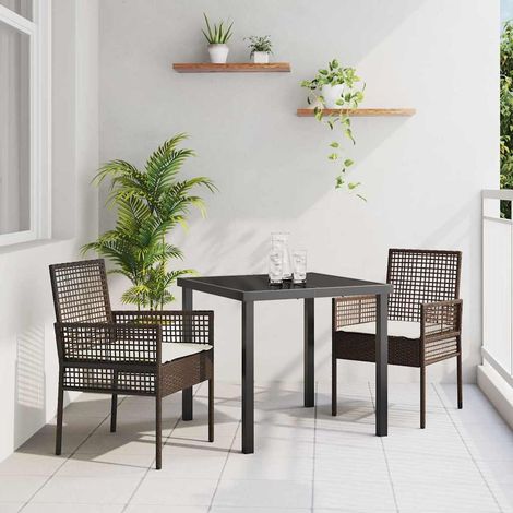 Chaise de jardin-Chaise de terrasse-Chaise d'extérieur 2 pcs Marron 55 x 53 x 85 cm polyrotin (1/5)