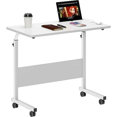 NEED Table Ordinateur Portable à roulettes Support Tablette 80 x 40cm Table Appoint pour Ordinateur Portable au Bord du Lit, du Canapé