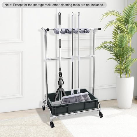 Mopphalter,Besenhalter,Beweglicher MoppständerFür Den Boden,Mobiler Reinigungswagen,Universalräder (Mit Bremsen Ausgestattet),Reinigungswerkzeugwagen (1/5)